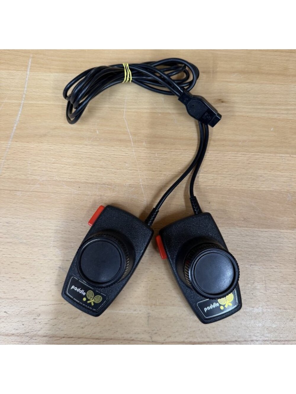 Vintage Atari CX30 Paddle Controllers Pair Black Plastic OEM Used